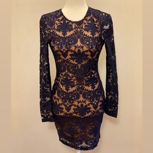 H&M size 4 royal blue lace long sleeve mini